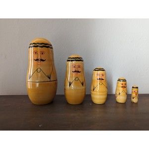 Vintage Russian Czar Prince Sultan Man Nesting Dolls Set of 5